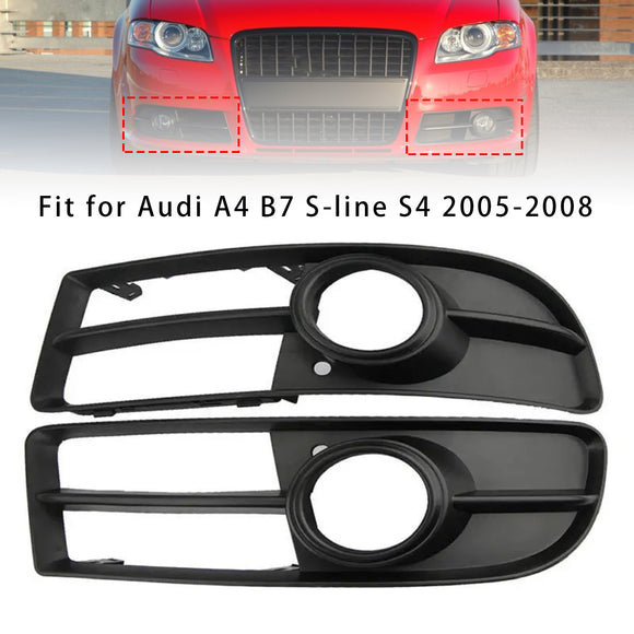 2005-2008 audi a4 s-line/s4 b7 favo de mel grade de luz de nevoeiro amortecedor dianteiro inferior grill preto capa 8e0807681f 8e0807682f