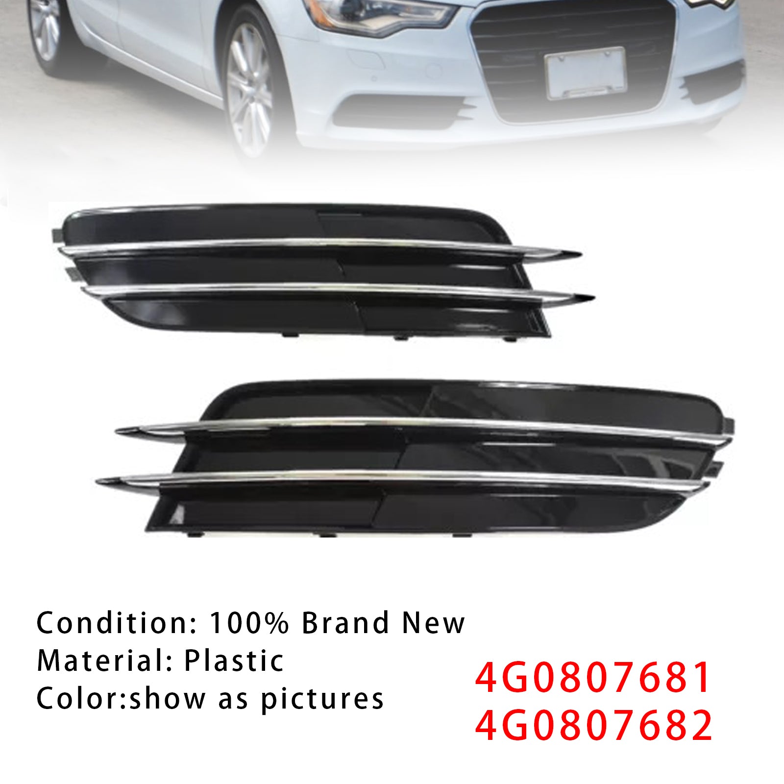 Audi 2012-2015 A6 C7 2 piezas cubierta de luz antiniebla delantera bisel parachoques rejilla