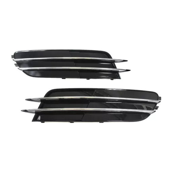 2012-2015 Audi A6 C7 Pre-Facelift Honycomb Lower Grille 2PCS Front Bumper Fog Light Black Cover Grill