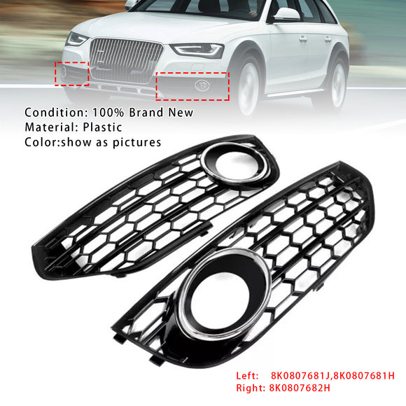 2010-2015 Audi A4 Allroad Honeycomb Fog Grille Grill Front Bumper Lower Cover Black Grill 8K0807681H 8K0807682H