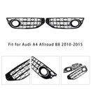 2010-2015 Audi A4 Allroad Honeycomb Fog Grille Grill Front Bumper Lower Cover Black Grill 8K0807681H 8K0807682H-8