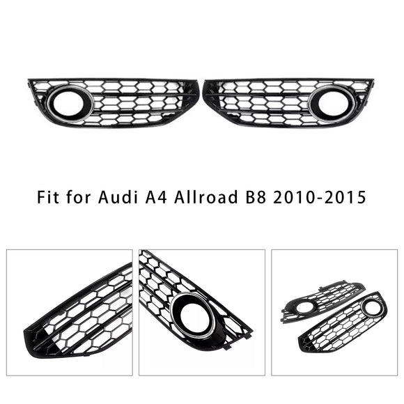 2010-2015 Audi A4 Allroad Honeycomb Fog Grille Grill Front Bumper Lower Cover Black Grill 8K0807681H 8K0807682H