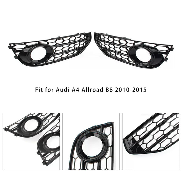 2010-2015 Audi A4 Allroad Honeycomb Fog Grille Grill Front Bumper Lower Cover Black Grill 8K0807681H 8K0807682H