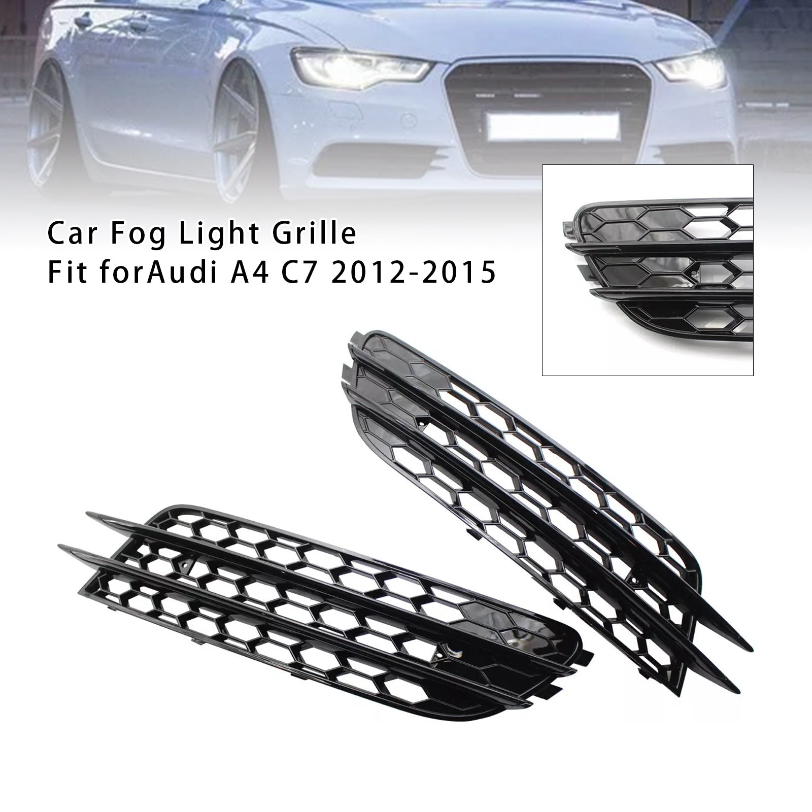 Audi 2012-2015 A6 C7 2 piezas cubierta de luz antiniebla delantera bisel parachoques rejilla