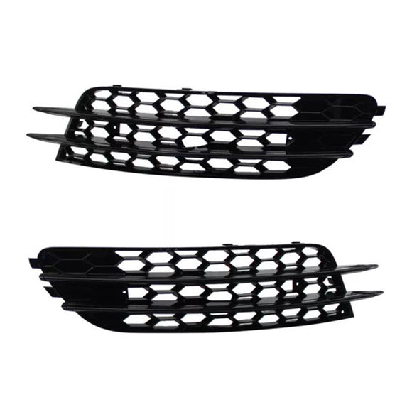 2012-2015 Audi A6 C7 Pre-Facelift Honycomb Lower Grille 2PCS Front Bumper Fog Light Black Cover Grill