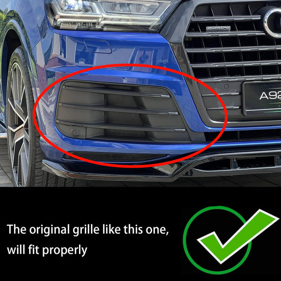 Audi Q7 S-Line 2016-2019 Front Bumper Fog Light Grille Lower Cover Black Grill