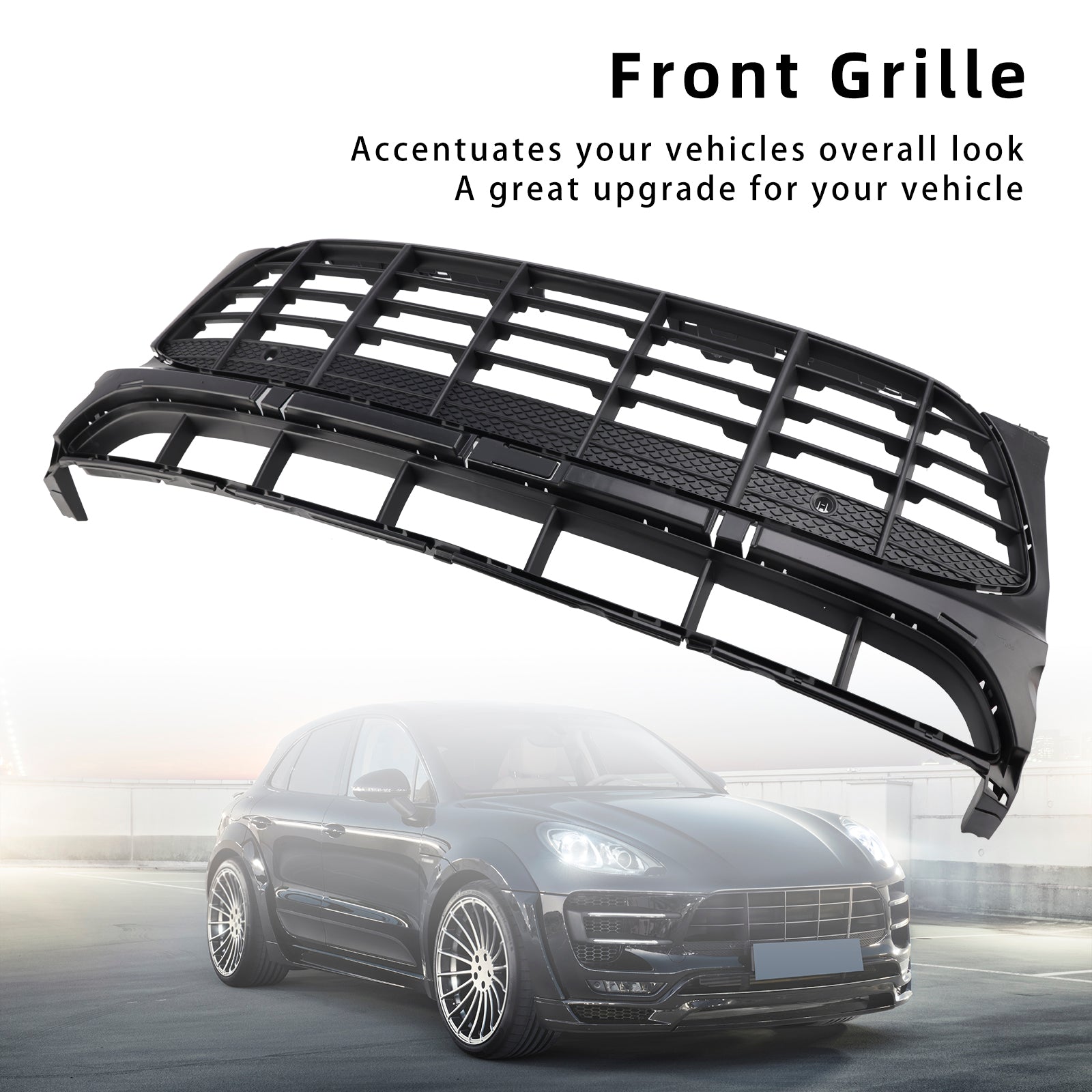 Grille de pare-chocs avant en maille noire pour Porsche Macan Base / S 2015-2018 95B807683H1E0 95B807683K1E0