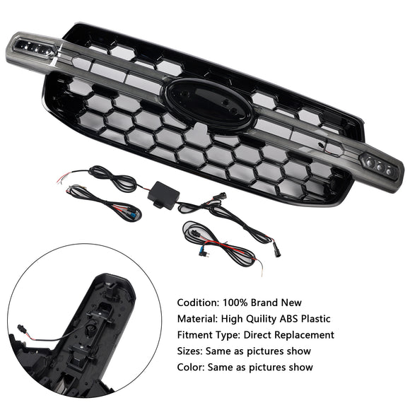 Ford Ranger Next Gen T9 2023-2025 Calandre de pare-chocs avant noire avec lumière LED