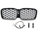 2022-2025 BMW X3 G01 / X4 G02 Kidney Front Bumper Grille Black Diamond Grill With LED Strip Light-1
