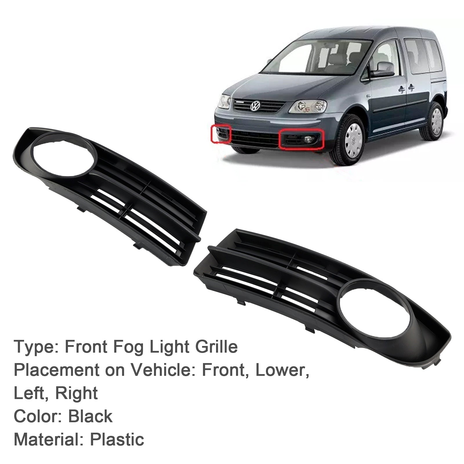 VW Caddy Life 2004-2010 & Touran 2003-2006 Front Bumper Foglight Grille