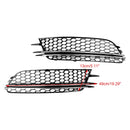Audi 2012-2015 A6 C7 2PCS Front Fog Light Cover Bezel Bumper Honeycomb Chrome Trim Grille-3