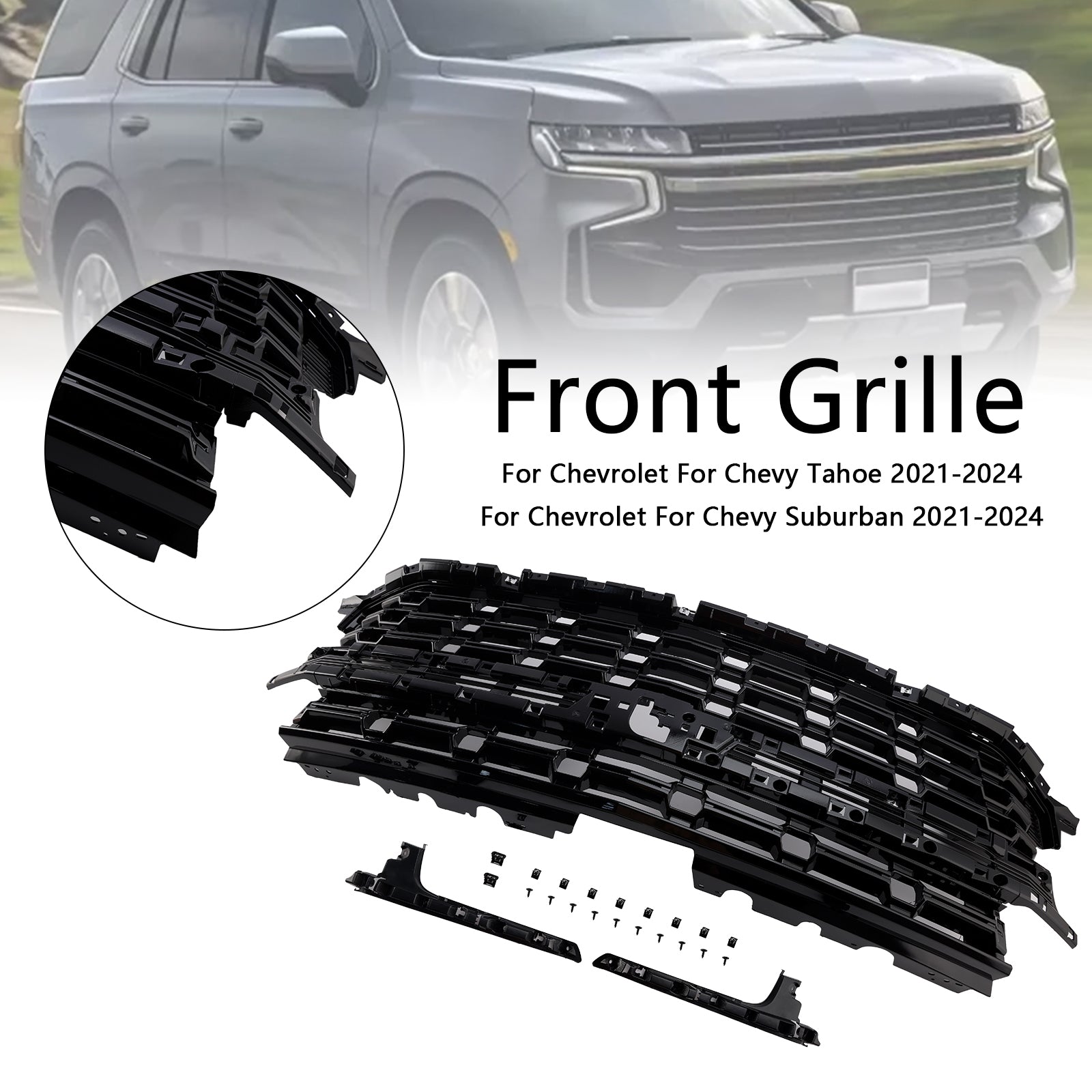 Z71-Look Front Bumper Grille Fit Chevrolet Tahoe/Suburban 2021-2024 Black