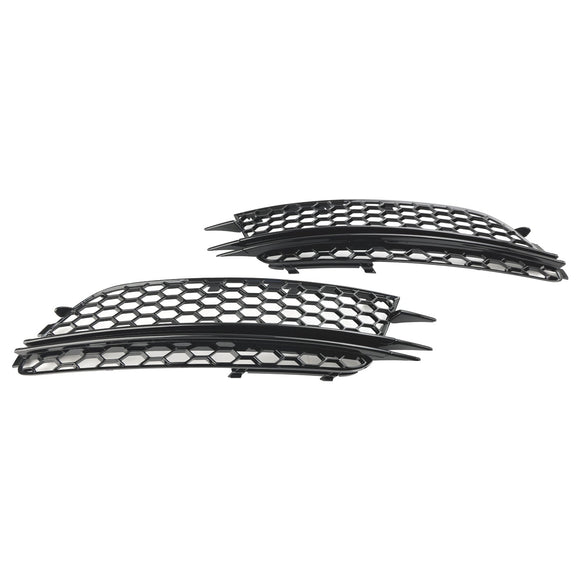 2012-2015 Audi A6 C7 Pre-Facelift Honycomb Lower Grille 2PCS Front Bumper Fog Light Black Cover Grill