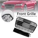 Rejilla de parachoques delantero estilo S6 compatible con Audi A6 C7 2012-2015 cromada-4