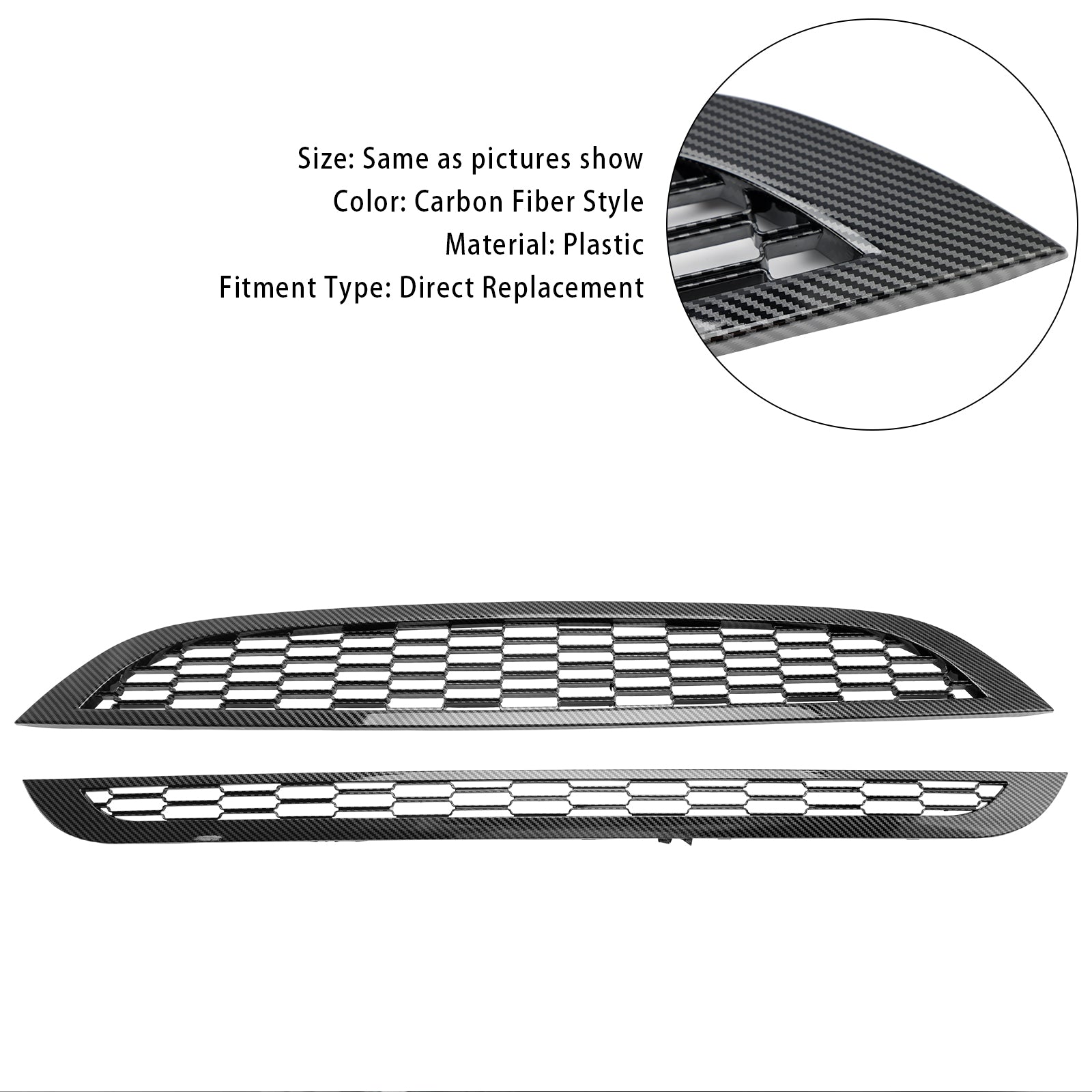 Mini Cooper R50 R52 R53 2002-2006 2PCS Honeycomb Mesh Front Grille Black Replacement Grill