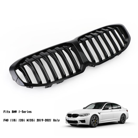 2019-2023 BMW F40 118i 120i 116d 118d M135i 1-Series Front Bumper Grill Gloss Black Grille