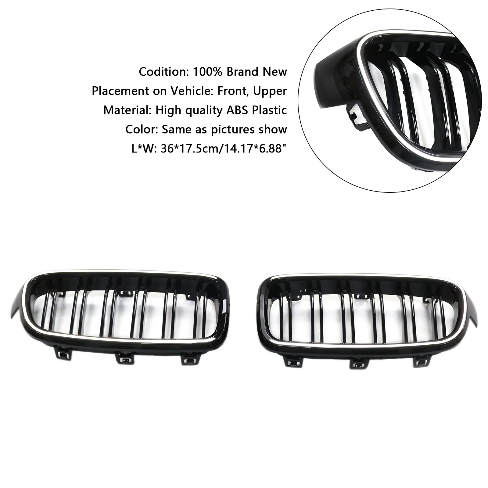 Double Slat Front Kidney Grille Grill Fit BMW 3 Series F30 F31 F35 2012-2019