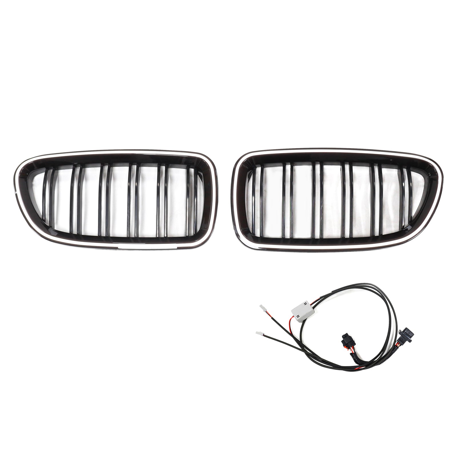 Rejilla de parachoques tipo riñón compatible con BMW Serie 5 F10 F11 2010-2016 en negro brillante