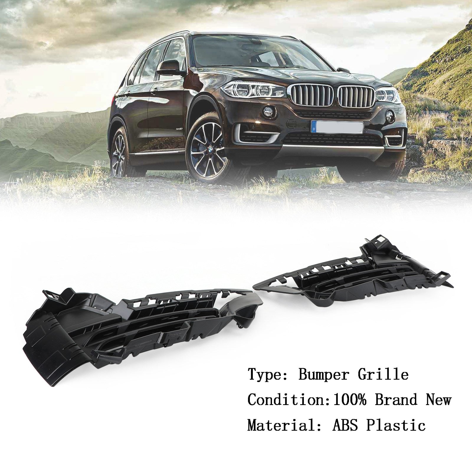 BMW 2013-2018 X5 F15 xDrive35i/xDrive40e/xDrive30d/xDrive50i/M50d Front Bumper Lower Left & Right Mesh Grille Grill