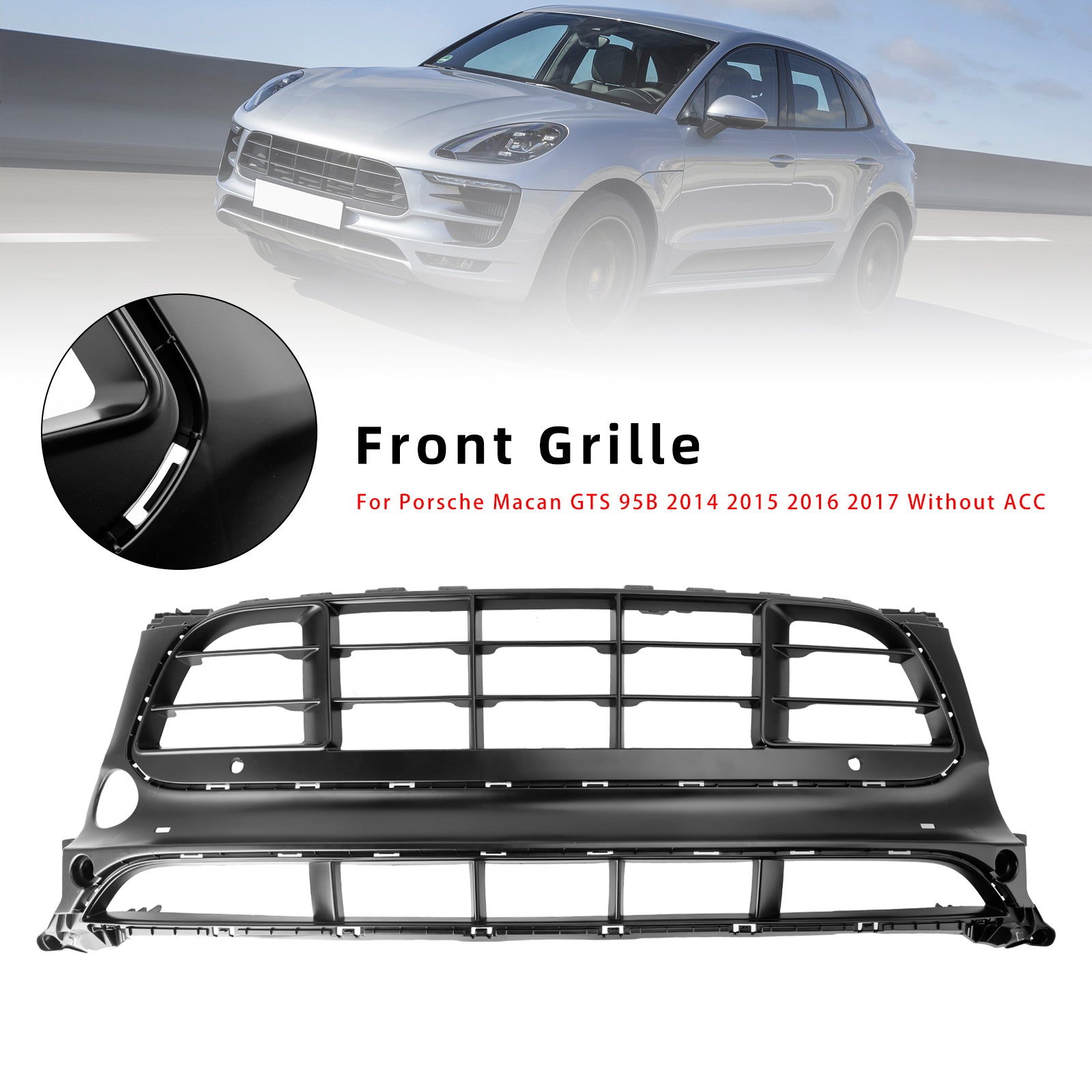 Grille de pare-chocs avant de remplacement pour Porsche Macan GTS 2014-2017 Grille noire en maille 95B807683-AG 95B-807-683-AG-0K1