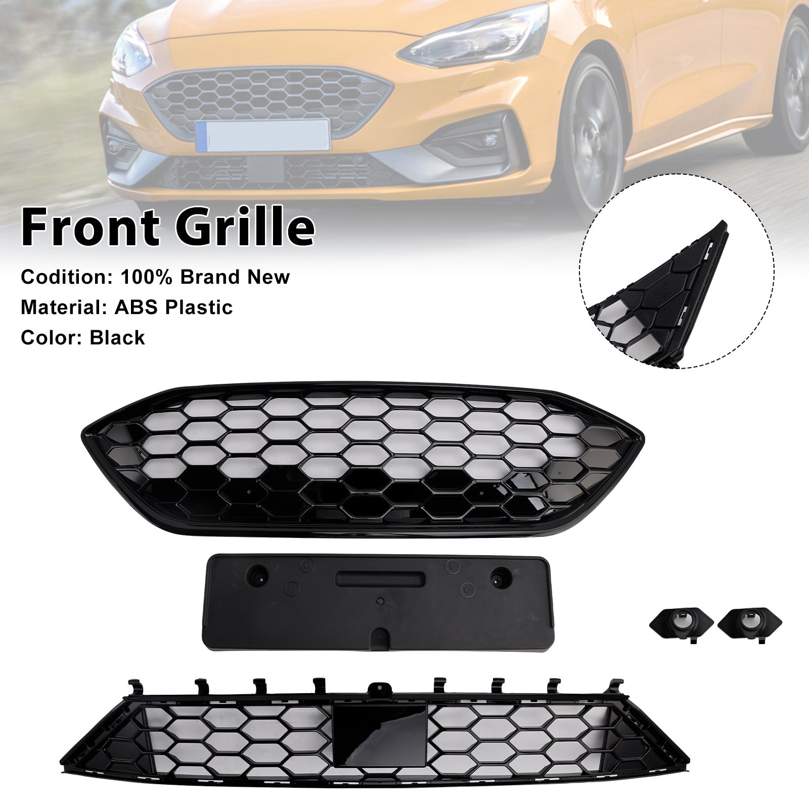 Ford Focus ST/ST Line MK4 2018-2021 Griglia a nido d'ape per paraurti anteriore + set griglia inferiore - 0