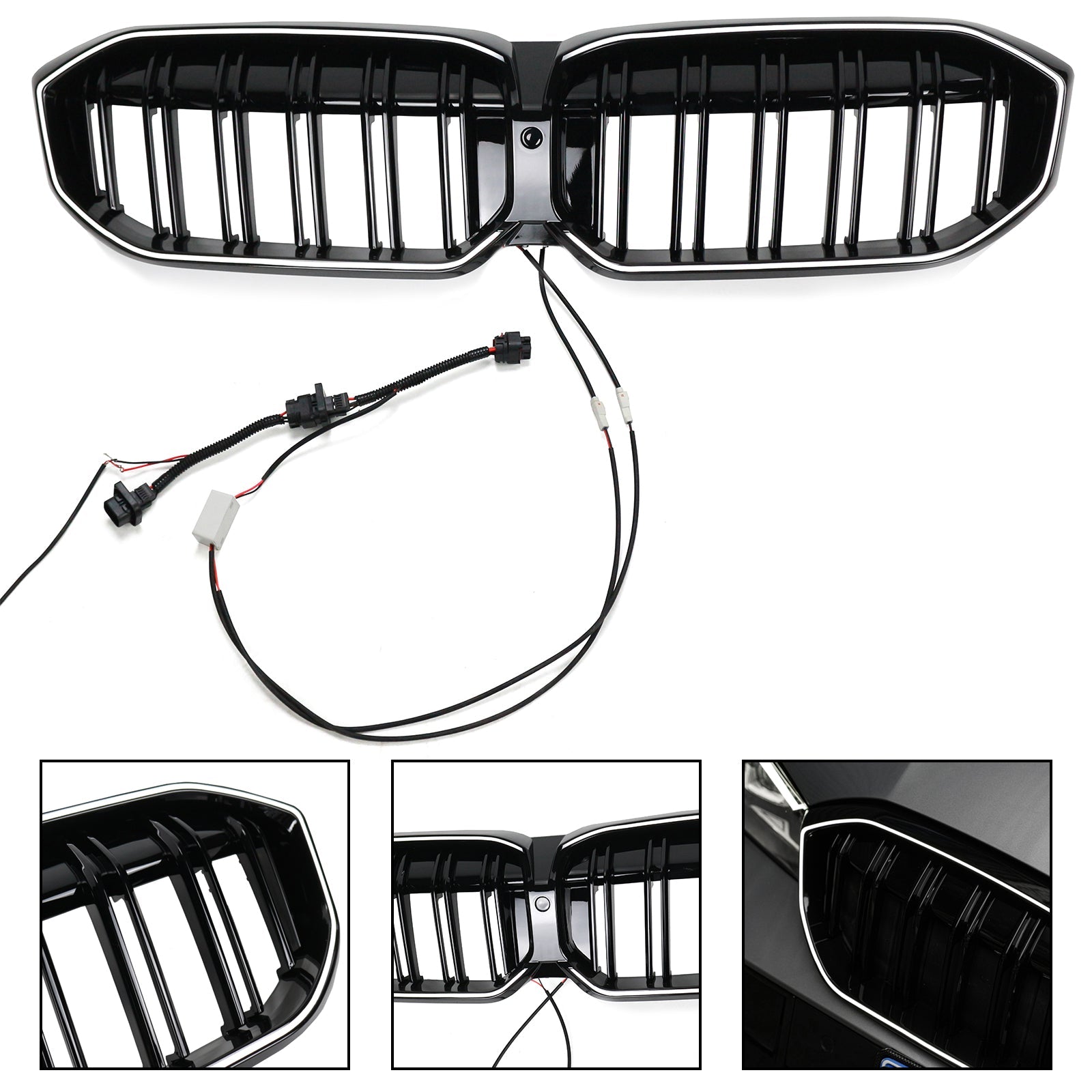 Calandre avant à double ligne noire pour BMW Série 3 G20 G21 320i/330i/M340i/318i/320d 2023-2024