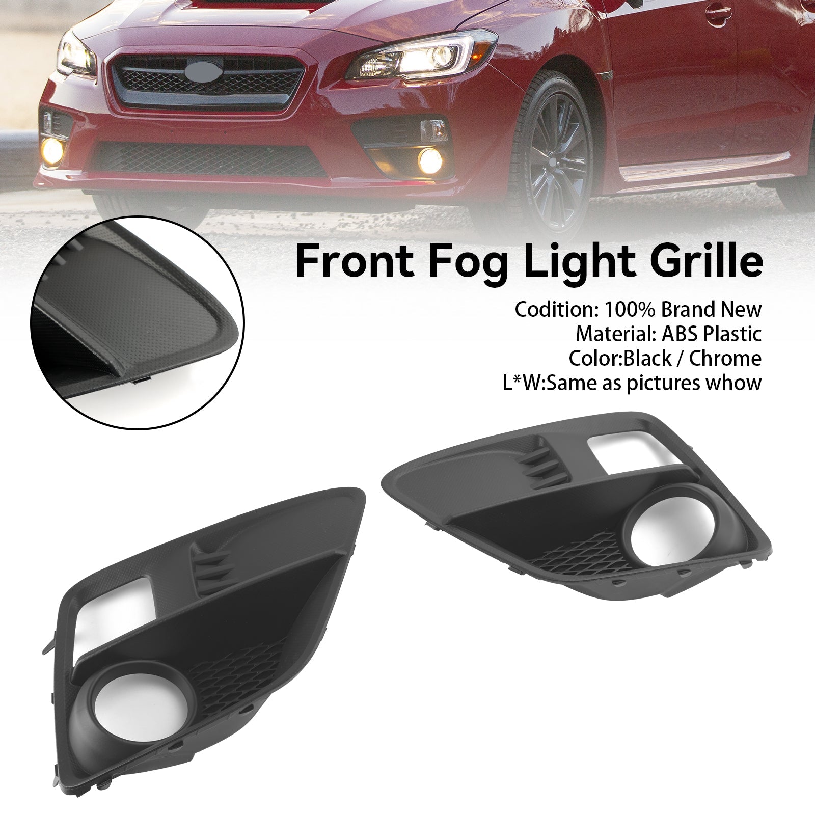 Subaru 2015-2017 WRX & STi 57731VA000 57731VA010 2PCS Front Fog Light Cover Bezel Grille Grill