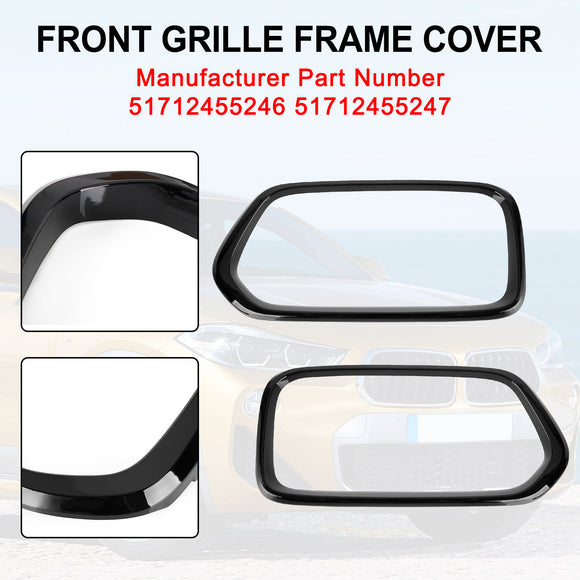 2018-2023 BMW X2 F39 sDrive18i/xDrive20i/sDrive20i/xDrive25e/M35i Embellecedor de cubierta de marco de parrilla de parachoques delantero negro brillante