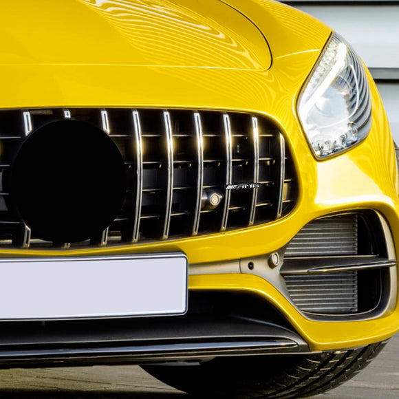 AMG vorderer vertikaler Streifen, allgemeines Grill-Emblem für Mercedes-Benz Kühlergrill, Chrom/Rot/Schwarz, AMG-Aufkleber