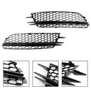 2012-2015 Audi A6 C7 Pre-Facelift Honycomb Lower Grille 2PCS Front Bumper Fog Light Black Cover Grill-5