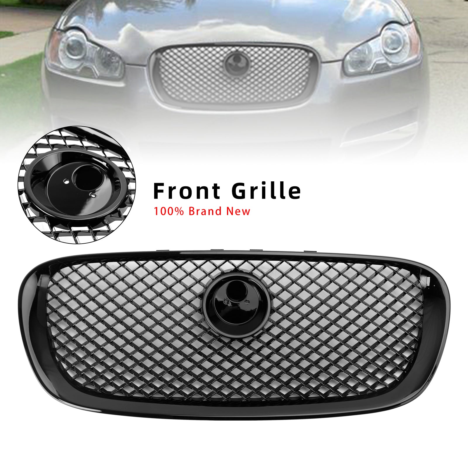 Jaguar XF Front Black Grille 2008 2009 2010 2011 XF-R Style Mesh Air Intake Radiator Grill