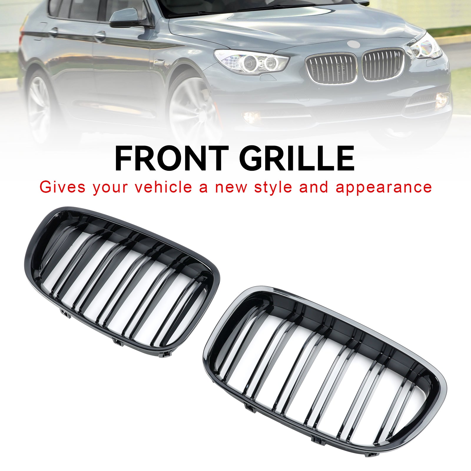 2009-2017 BMW 5 Series GT F07 535i GT/550i GT/528i GT/540i GT Front Kidney Grille Gloss Black Grill