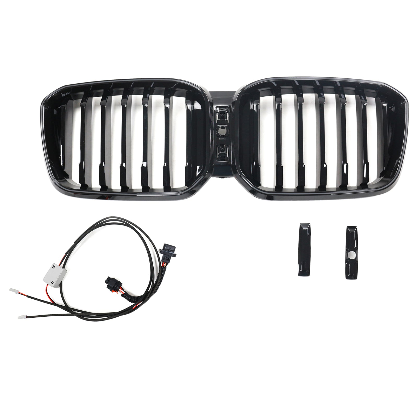 Rejilla de repuesto para parachoques delantero BMW X3 G01 / X4 G02 2022-2025, rejilla de una sola lama, color negro brillante, con tira de luces LED