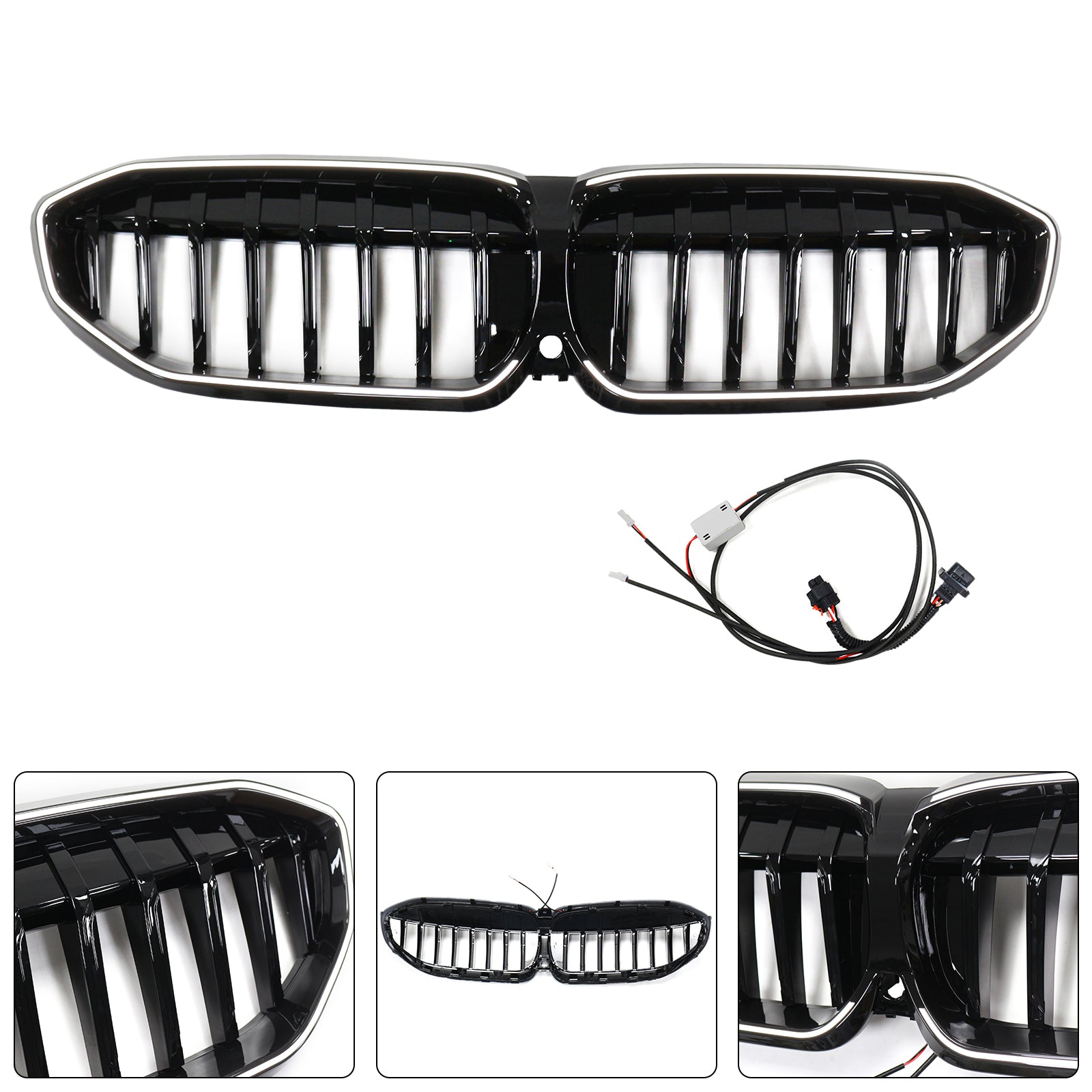 Glossy Black Kidney Grille Grill 51138072085 Fit BMW 3 Series G20 2019-2022