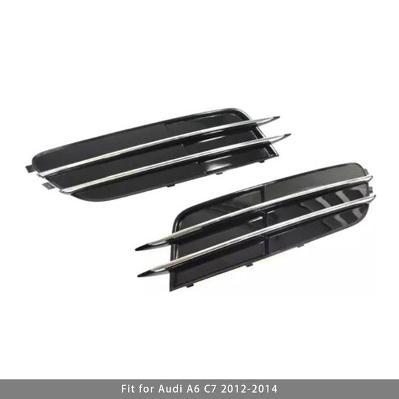 1 Pair Front Bumper Fog Light Grill Cover Bezel For Audi A6 C7 2012-2015