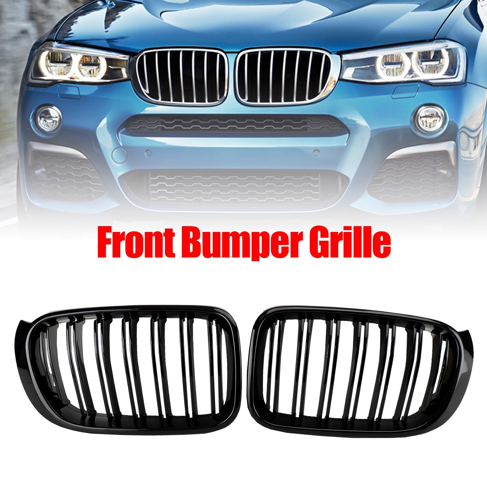 2014-2017 BMW X4 F26 xDrive28i/xDrive35i/xDrive20d/xDrive30d/xDrive35d Front Bumper Kidney Grille Gloss Black Grill