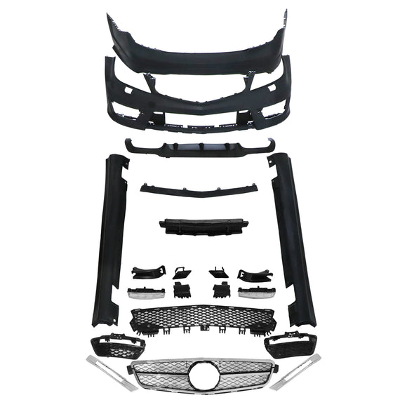 Kit de carroceria com para-choques dianteiro e traseiro compatível com Mercedes-Benz W204 Atualização 2012-14 Estilo C63