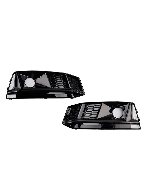 2PCS Black Front Bumper Foglight Grille Grill Fit Audi A4 B9 S4 2016-2019