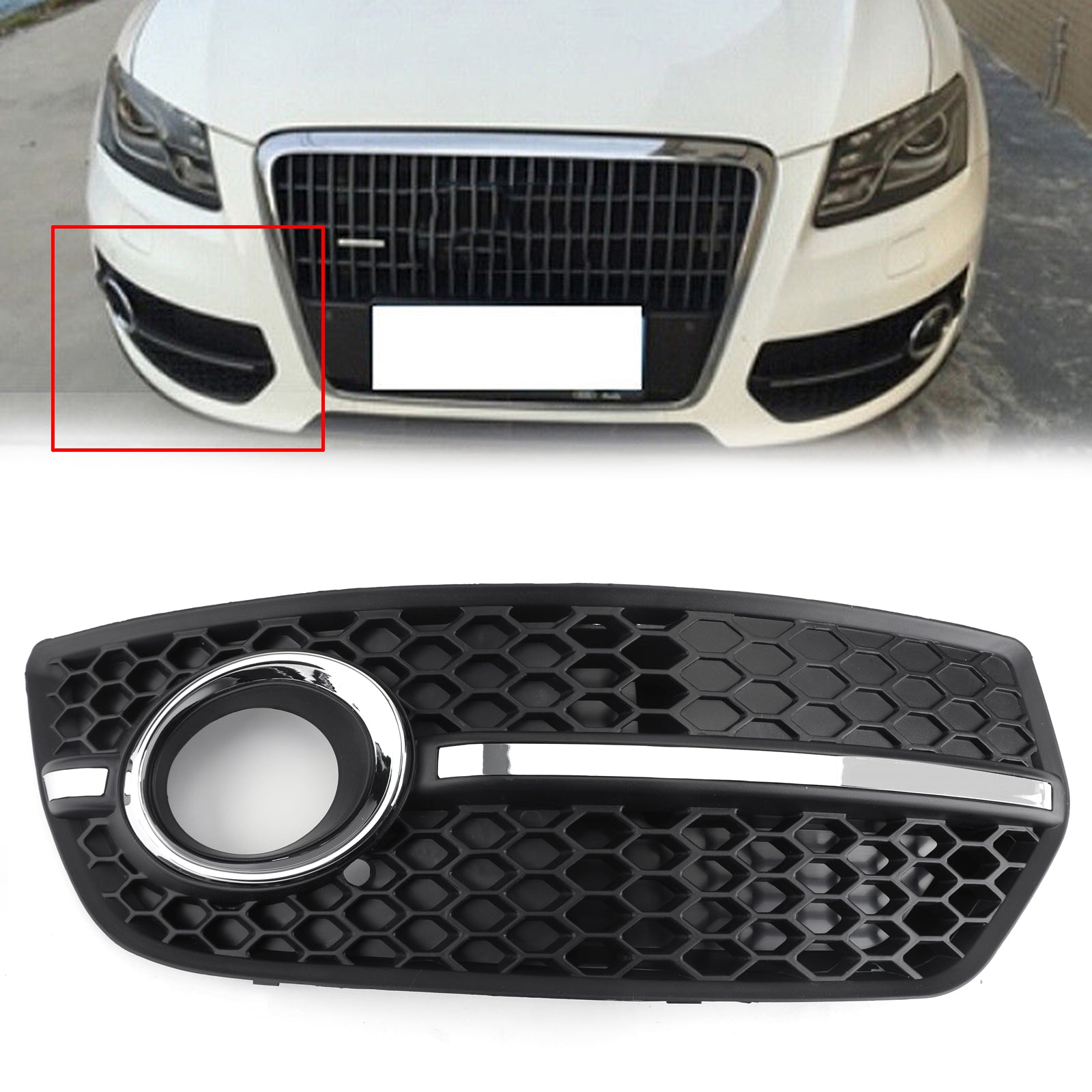 Audi 2009-2012 Q5 Standard Version Front Bumper Grill Fog Light Lamp Covers Trim