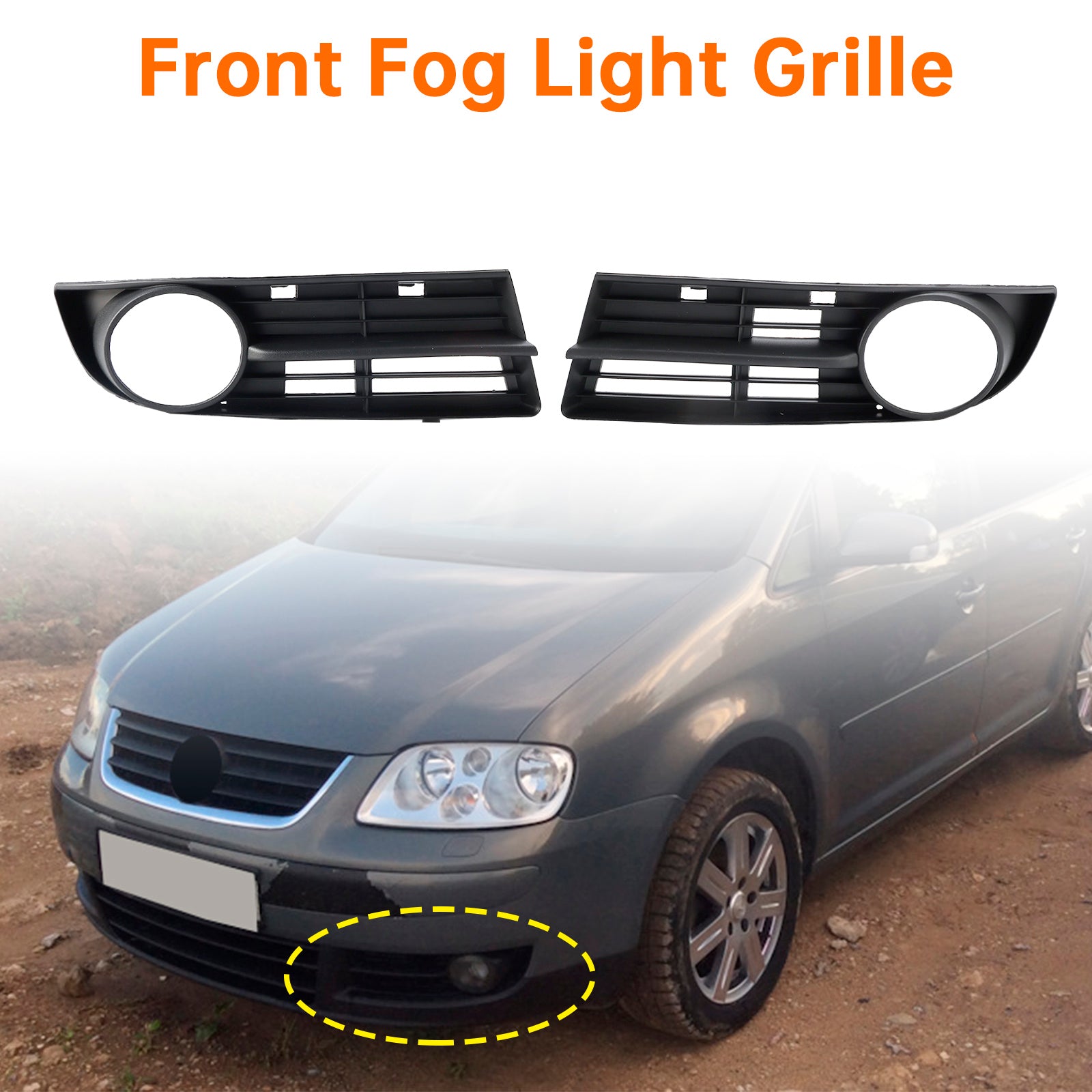 Grille de phare antibrouillard pour pare-chocs avant VW Caddy Life 2004-2010 et Touran 2003-2006