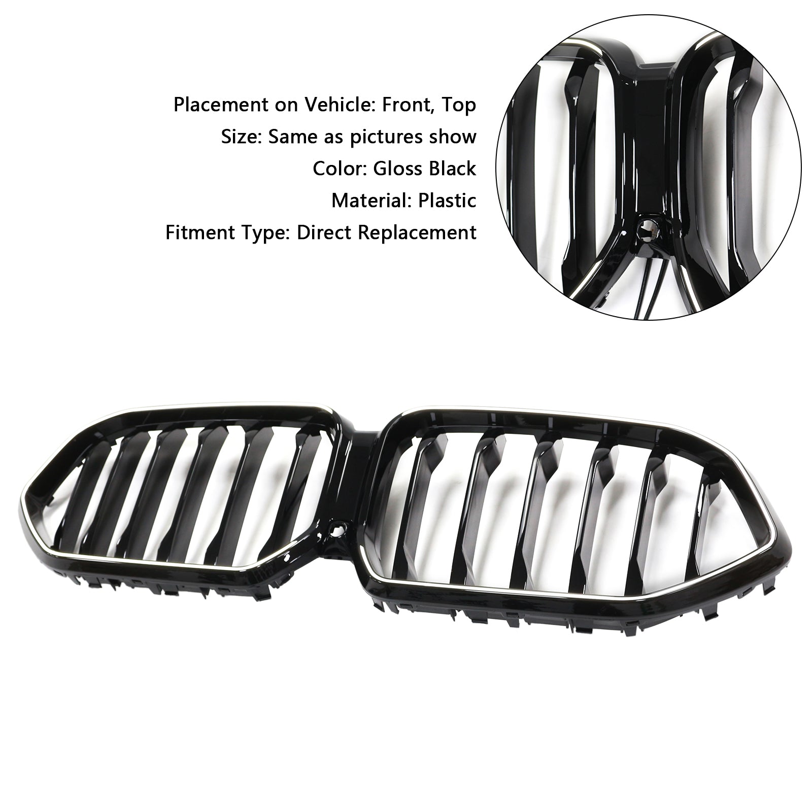 Grille de pare-chocs avant noire pour BMW X6 G06 M50i 2020-2022 avec trou pour caméra