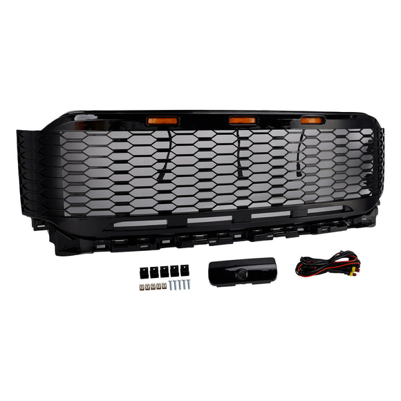 Vervanging ABS Voorbumper Grille Grill Fit Ford F150 2021-2023 Raptor W/LED