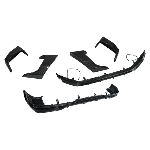 Torr kolfiber fram och bak stötfångarläpp + sidoventil passar Benz G W465 2025-2026