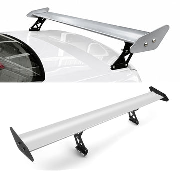 135cm Universal Hatch Adjustable Aluminum GT Rear Trunk Racing Spoiler Wing Silver