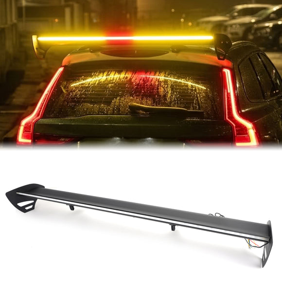 Universal Hatch Adjustable Aluminum Rear Trunk Wing Racing Spoiler With LED