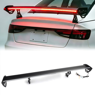 Universal Sedan Adjustable Aluminum Rear Trunk Wing Racing Spoiler With LED