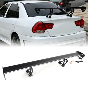Universal Sedan Adjustable Aluminum Rear Trunk Wing Racing Spoiler W/ LED Light