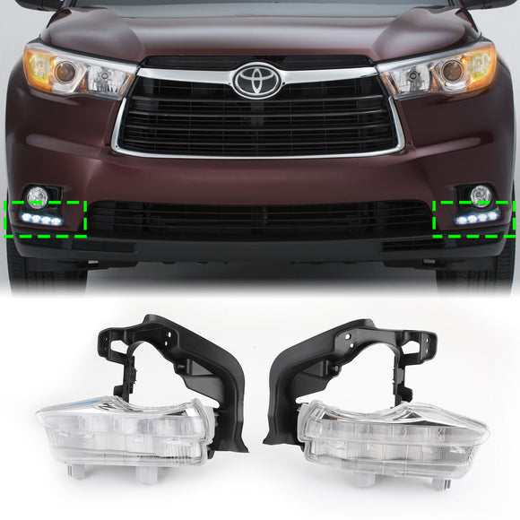 Toyota Highlander 2014-2016 Left + Right LED DRL Daytime Running Light Fog Lamp