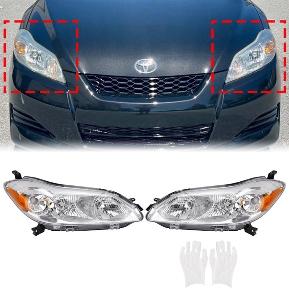 2009-2014 Toyota Matrix Links+Rechts Koplampen Koplamp Chromen behuizing