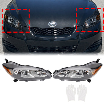 Toyota Matrix 2009-2014 Left+Right Headlights Assembly Headlamp Black Housing 8115002650 TO2503184